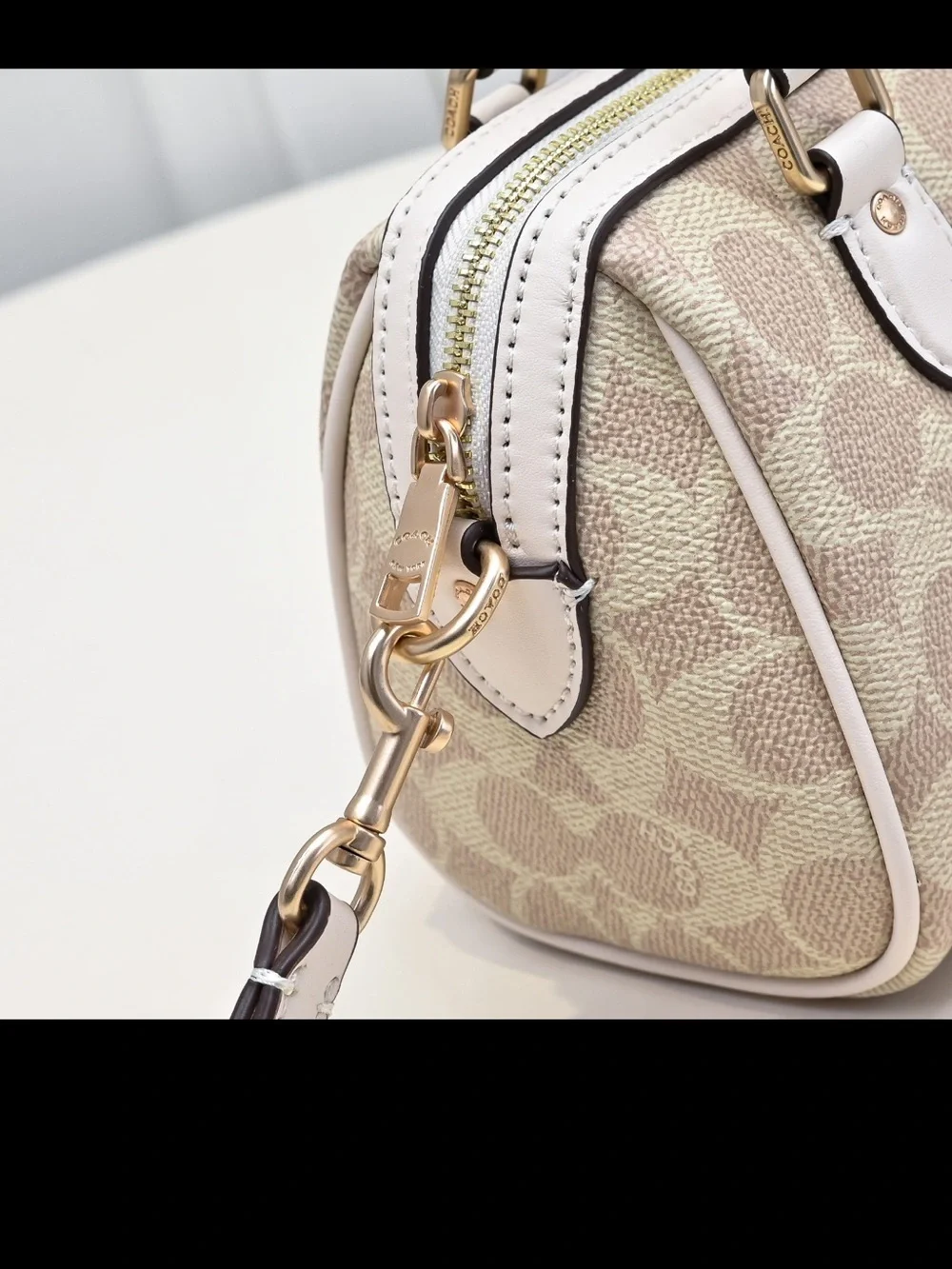 Coach Mini Satchel in Blush Pink and White Trim